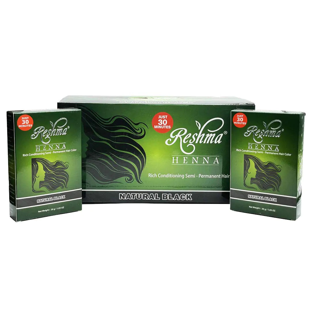 Reshma Beauty 30 Minute Henna Hair Color | Infused with Natural Herbs For Soft Shiny Hair | Henna Hair Color/Dye 100% Gray Coverage | Semi Permanent | Ayurveda Hair Products (Black Pack Of 12)