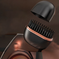 Hair dryer with a black nozzle on a blurred background