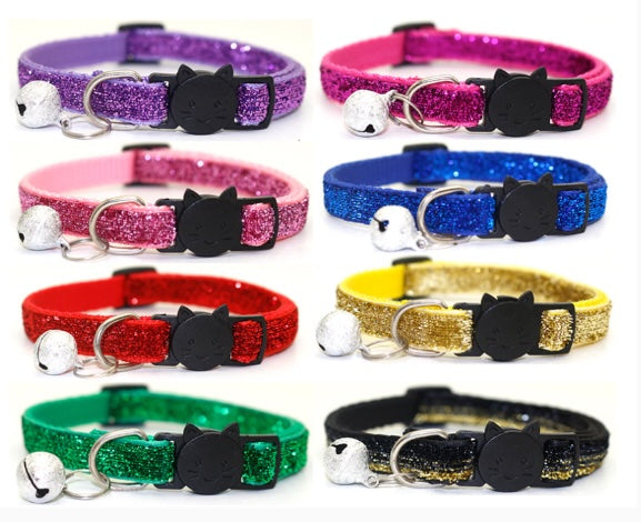 Adjustable Colorful Cat Collar with Bell for Pets